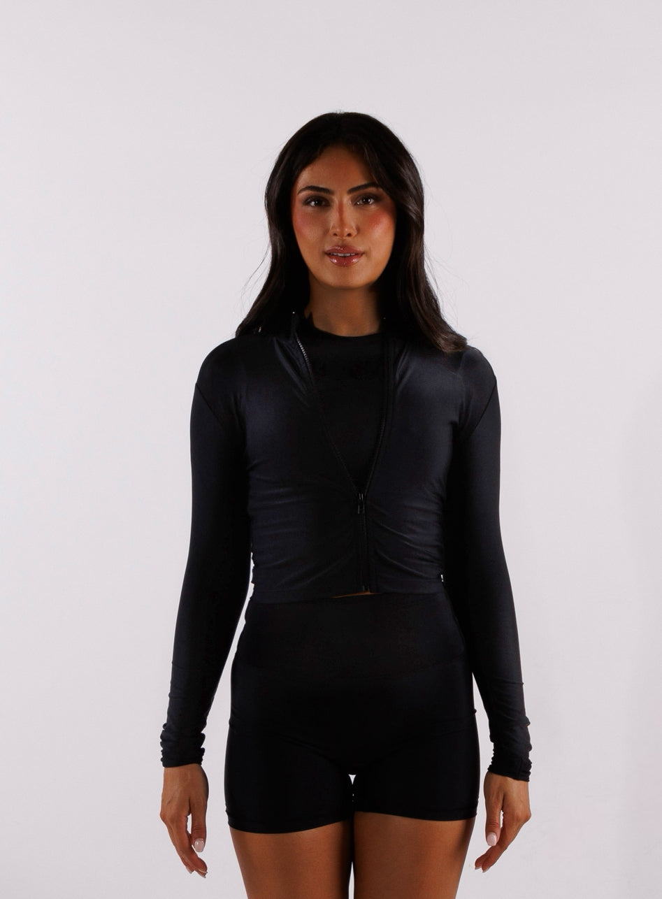 Stazie Zip Up Long Sleeve Black