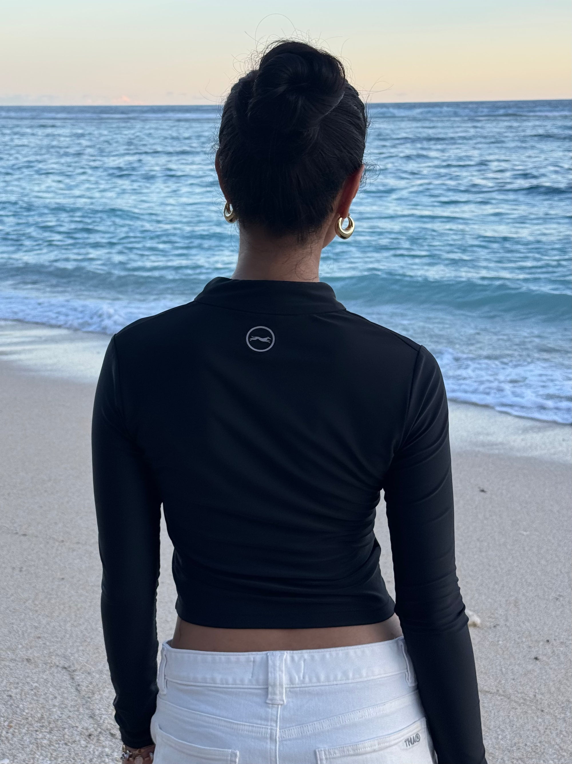 Stazie Zip Up Long Sleeve Black